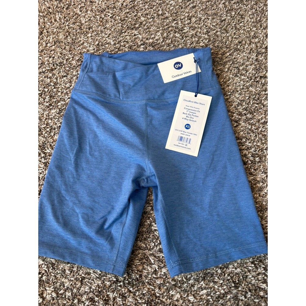 Outdoor Voices CloudKnit 7” Bike Shorts Womens XS Blue Yonder Heather NWT
